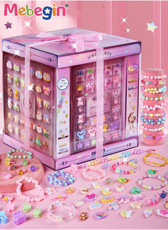 MEBEGIN Girls DIY Jewelry Kit with 1540 Colorful Beads, Rings, Ear Clips, Hair Clips and Rich Accessaries, Complete Hairslide Bracelet Making Kit, Perfect Jewelry Making Kit with Elegant Packaging, Girl Crafts for Imagination Self-expression and Inspires Creativity, Ideal Gift for Girls  - Image 1