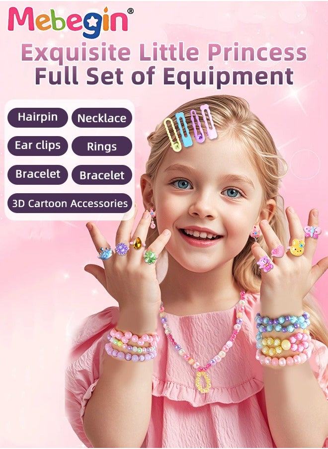 MEBEGIN Girls DIY Jewelry Kit with 1540 Colorful Beads, Rings, Ear Clips, Hair Clips and Rich Accessaries, Complete Hairslide Bracelet Making Kit, Perfect Jewelry Making Kit with Elegant Packaging, Girl Crafts for Imagination Self-expression and Inspires Creativity, Ideal Gift for Girls  - Image 4