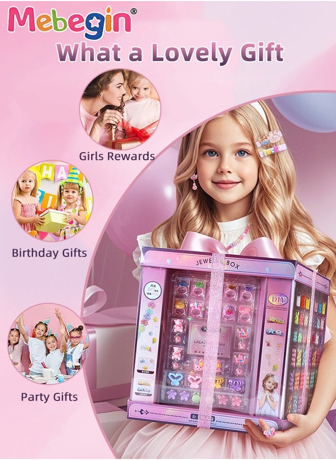 MEBEGIN Girls DIY Jewelry Kit with 1540 Colorful Beads, Rings, Ear Clips, Hair Clips and Rich Accessaries, Complete Hairslide Bracelet Making Kit, Perfect Jewelry Making Kit with Elegant Packaging, Girl Crafts for Imagination Self-expression and Inspires Creativity, Ideal Gift for Girls  - Image 3