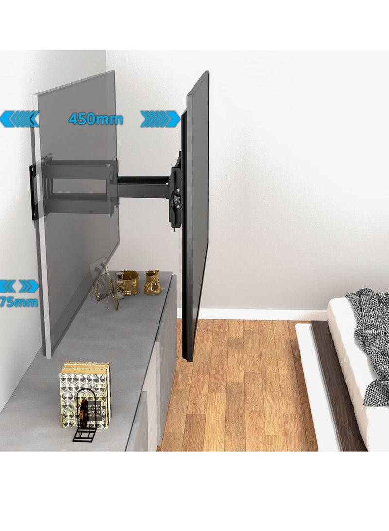 Full Motion TV Wall Mount for Most 32-80 inch TV, Swivel and Tilt TV Mount with Rugged Double Arm Bracket, Universal TV Stand Holds Up to 40kg, VESA 600x400mm - Image 3