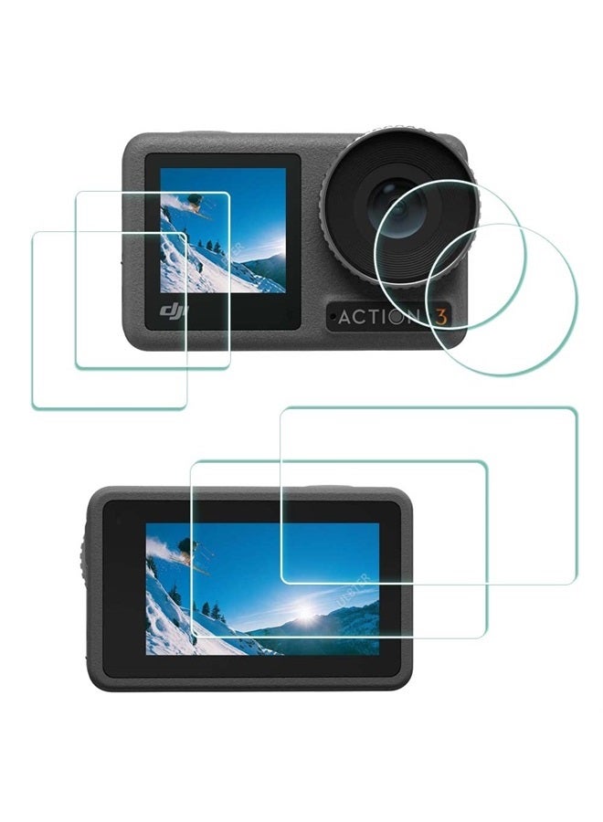 ULBTER Lens Screen Protector for DJI OSMO Action 3 Camera 【NOT Work with Frame】[2+2+2Pack], Tempered Glass Cover 0.3mm 9H Hardness Ultra-Clear Anti-Scrach Anti-Fingerprint Anti-Bubble - Image 1