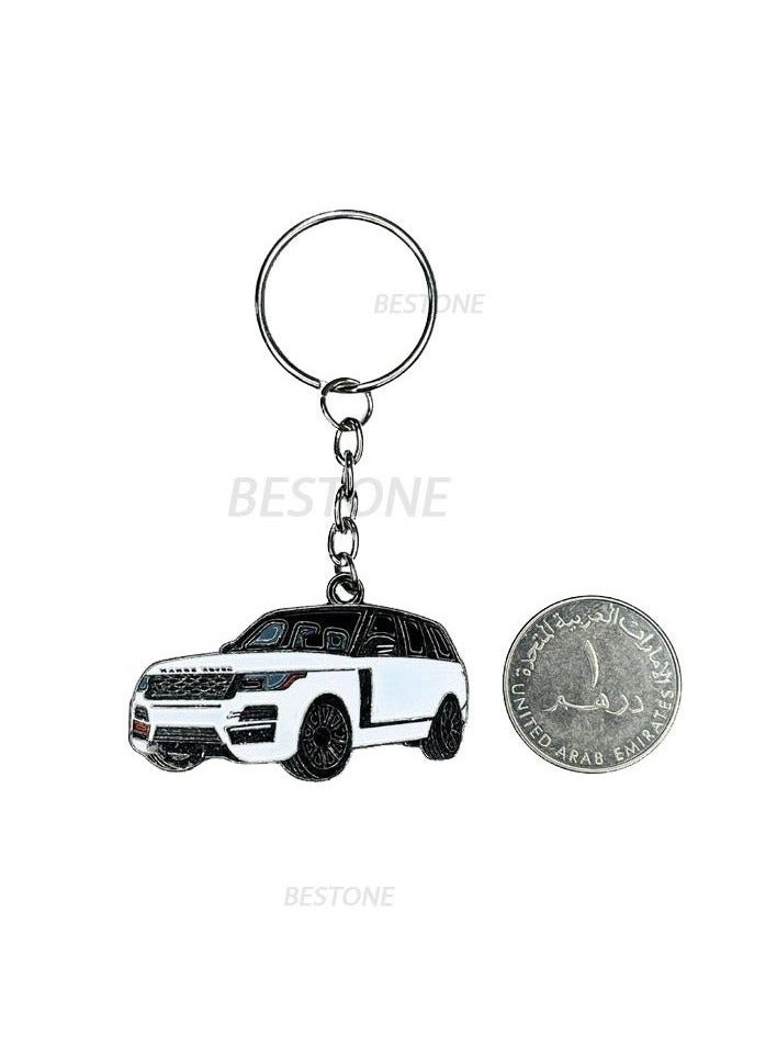 Range Rover Car Logo Double Side Designed Keychain White