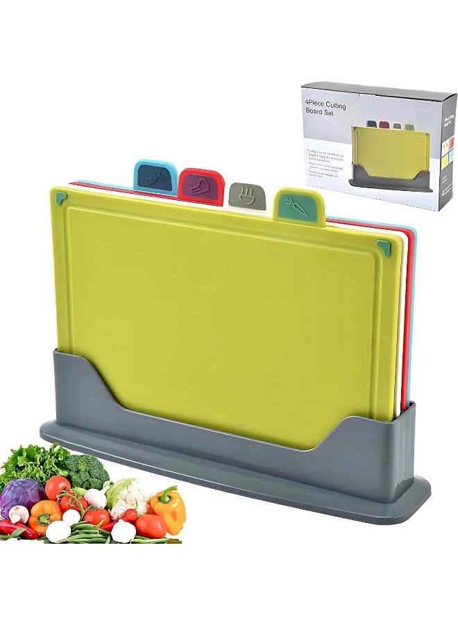Biella Cutting Board Set  4 Color Coded Chopping Boards With Icons For Meat, Vegetables, Fruits, And Fish  - Image 1