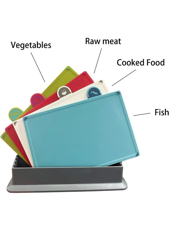 Biella Cutting Board Set  4 Color Coded Chopping Boards With Icons For Meat, Vegetables, Fruits, And Fish  - Image 4