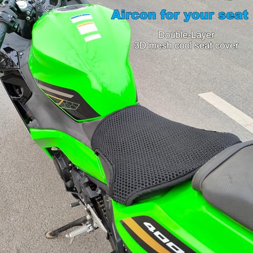 Pelucton Double-Layer Motorcycle Cool Seat Cover, Universal Breathable Motorbike Mesh Seat Cushion pad, Airflow Non-Slip Motorcycle Saddle Sun Protection Cover - Image 3