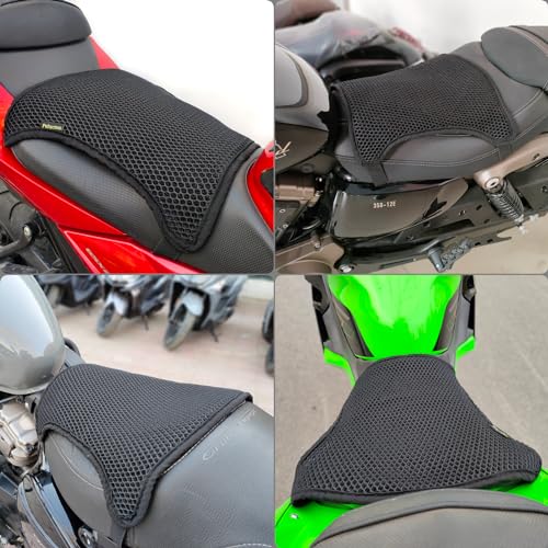 Pelucton Double-Layer Motorcycle Cool Seat Cover, Universal Breathable Motorbike Mesh Seat Cushion pad, Airflow Non-Slip Motorcycle Saddle Sun Protection Cover - Image 4