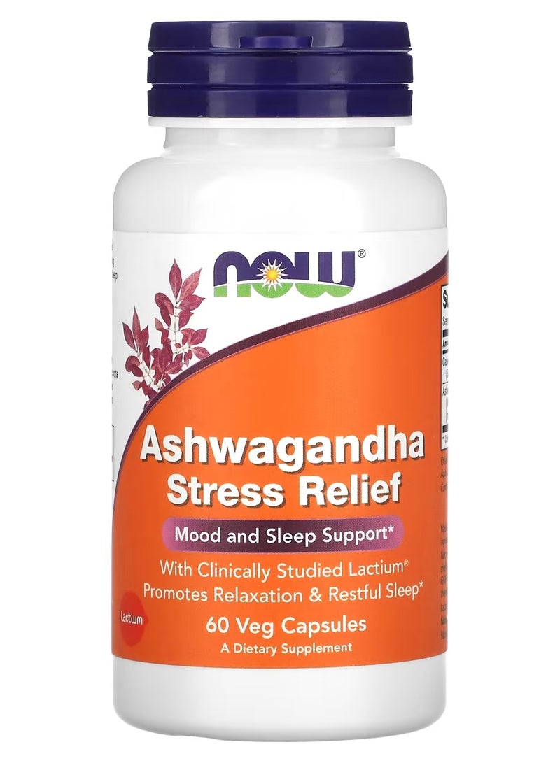 now Ashwagandha Stress Relief 60 Veggie Capsules  - Image 1