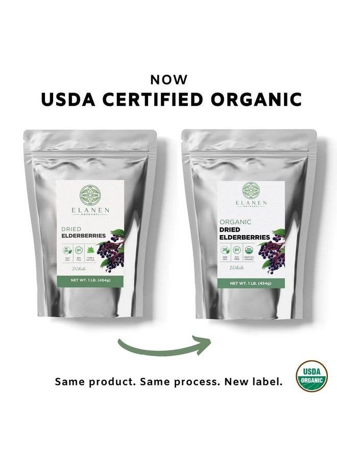 Elanen Naturals - Organic Elderberries 1 Lb. (16 Oz.) Usda Certified Organic Dried Elderberries Bulk Elderberry Dried Organic Dried Elderberry Berries Organic Elderberry Organic Elderberries Dried Elder Whole - Image 1