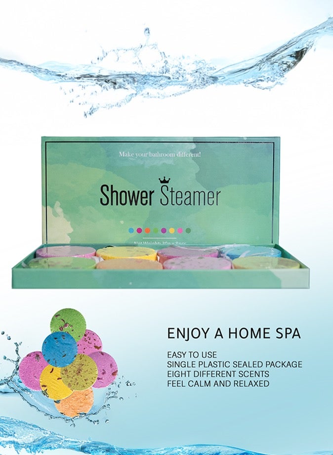 ستورتشو مجموعة 8 قطع من بخاخات الدوش وقنابل الحمام STORECHO – العلاج العطري بالزيوت الأساسية الطبيعية للاسترخاء وتخفيف التوتر وترطيب البشرة – هدايا أعياد الميلاد للنساء، الرجال، الأمهات، الزوجات والعناية الذاتية - Image 2