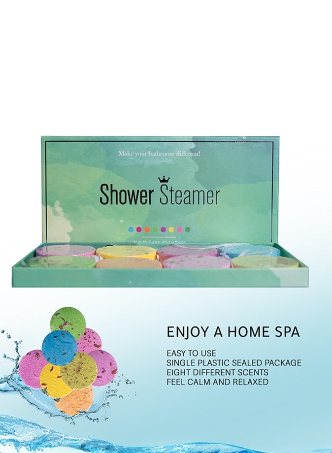 ستورتشو مجموعة 8 قطع من بخاخات الدوش وقنابل الحمام STORECHO – العلاج العطري بالزيوت الأساسية الطبيعية للاسترخاء وتخفيف التوتر وترطيب البشرة – هدايا أعياد الميلاد للنساء، الرجال، الأمهات، الزوجات والعناية الذاتية - Image 4