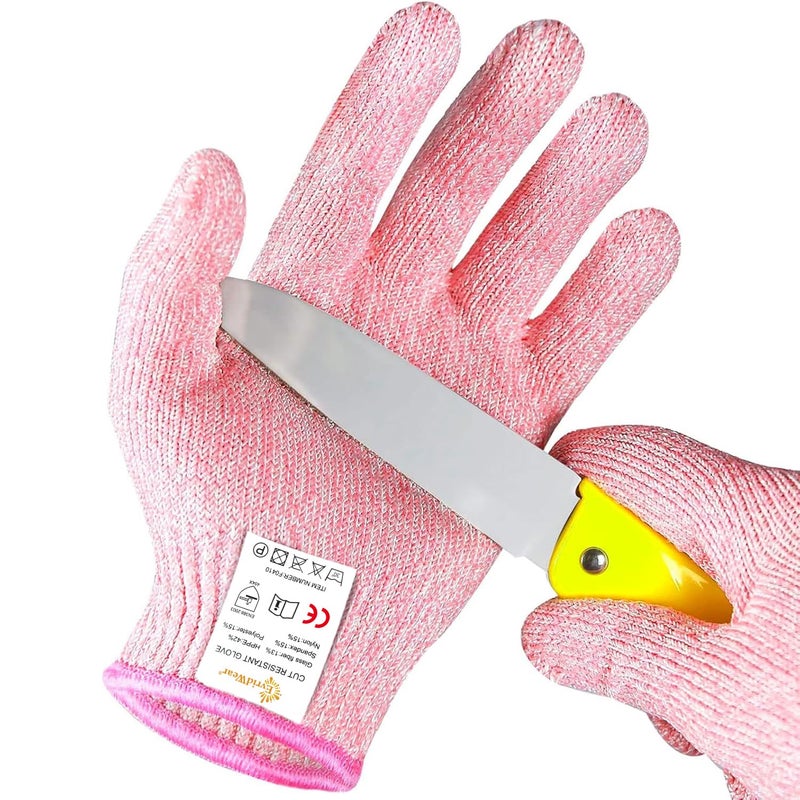 Evridwear Cut Resistant Gloves for Kids 46 Years Level 5 Protection Cutting Gloves Food Grade for Cooking Whittling Wood Carving Gardening and DIY