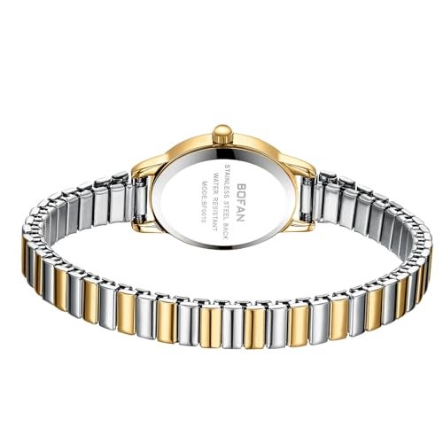BOFAN Gold Watches for Women Easy Read Ladies Quartz Wrist Watch with Stainless Steel Expansion Band,Waterproof.（6.10in-6.89in） - Image 3