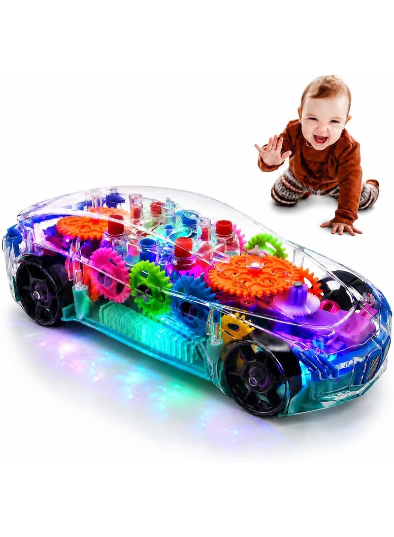 V2F TOOTY Transparent Light Up Toy Car – Car Toys for Boys and Girls – Music and Lights Electric Gear Car – Durable ABS - Image 1