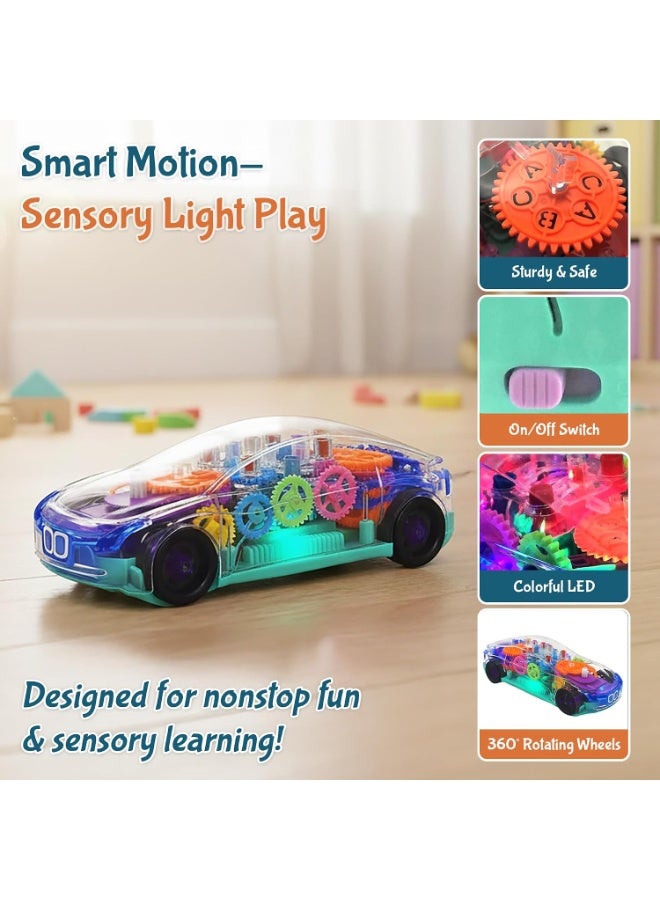 V2F TOOTY Transparent Light Up Toy Car – Car Toys for Boys and Girls – Music and Lights Electric Gear Car – Durable ABS - Image 5