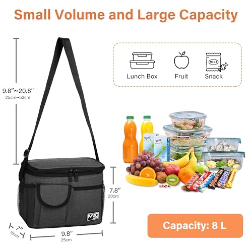 Tirrinia Insulated Lunch Bag for Women Men, Leakproof Lunch Box Containers for Adult, Work, School, Soft Lunchbox for Kids,Boys, Adult Cooler Bag for Picnic Hiking Beach,Charcoal - Image 4