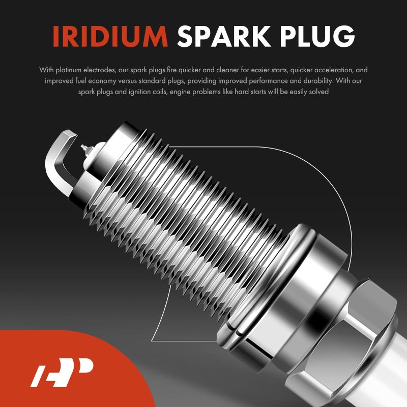A-Premium Set of 4 Ignition Coil Pack and Iridium Spark Plugs Compatible with Jeep Cherokee 2014-2020, Compass 2018-2020, Renegade 2015-2020 & Chrysler 200 & Ram ProMaster City & Dodge Dart, Fiat 500X - Image 3