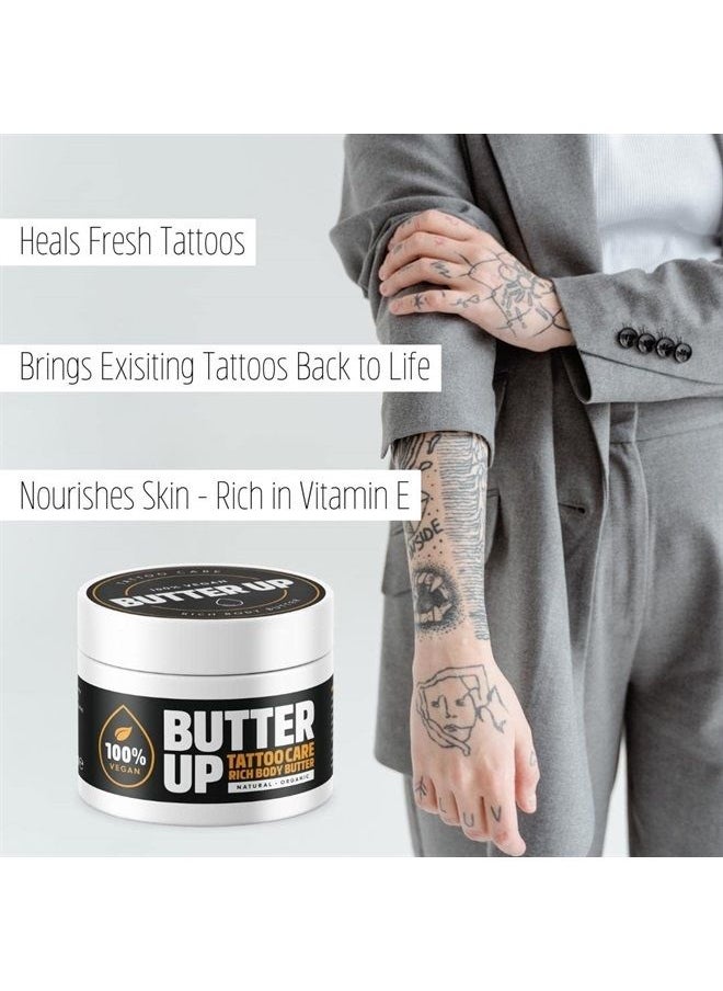Butter Up - Tattoo Aftercare - Heals & Brightens Tattoos, Vegan, Natural, Organic, Cruelty Free, Rich Creamy Body Butter 3.4Fl oz - Image 1