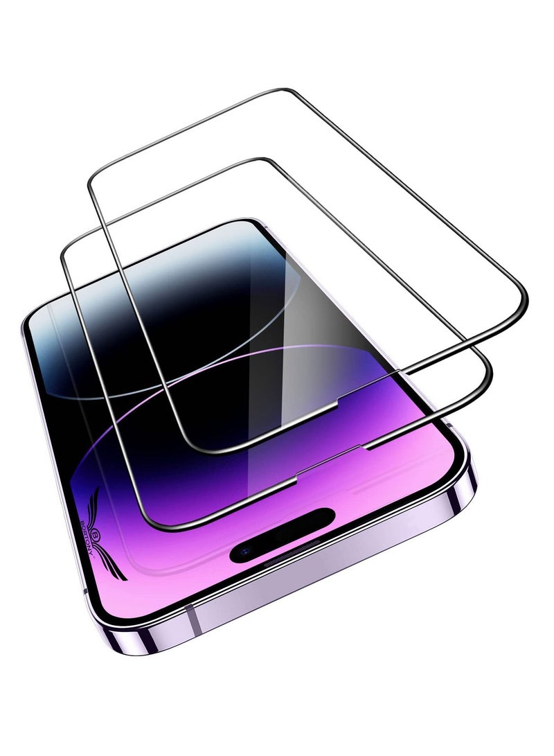 BORTONY Pack of 2 Tempered Glass Full Coverage Designed for iPhone 14/14 Pro/13/13 Pro Screen Protector [9H Military Shatterproof Protection] Easy Install Bubble Free Protective Film Case-friendly 6.1'' - Image 1