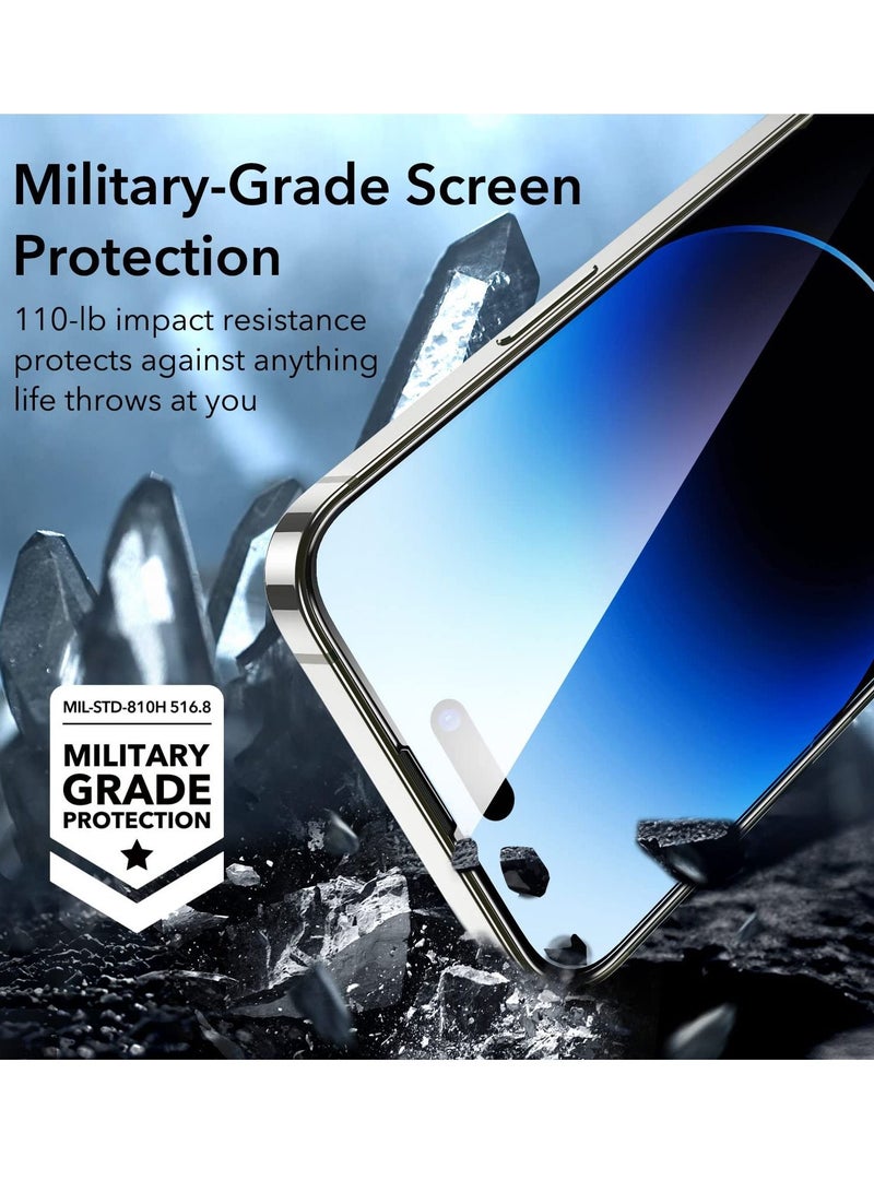 BORTONY Pack of 2 Tempered Glass Full Coverage Designed for iPhone 14/14 Pro/13/13 Pro Screen Protector [9H Military Shatterproof Protection] Easy Install Bubble Free Protective Film Case-friendly 6.1'' - Image 2