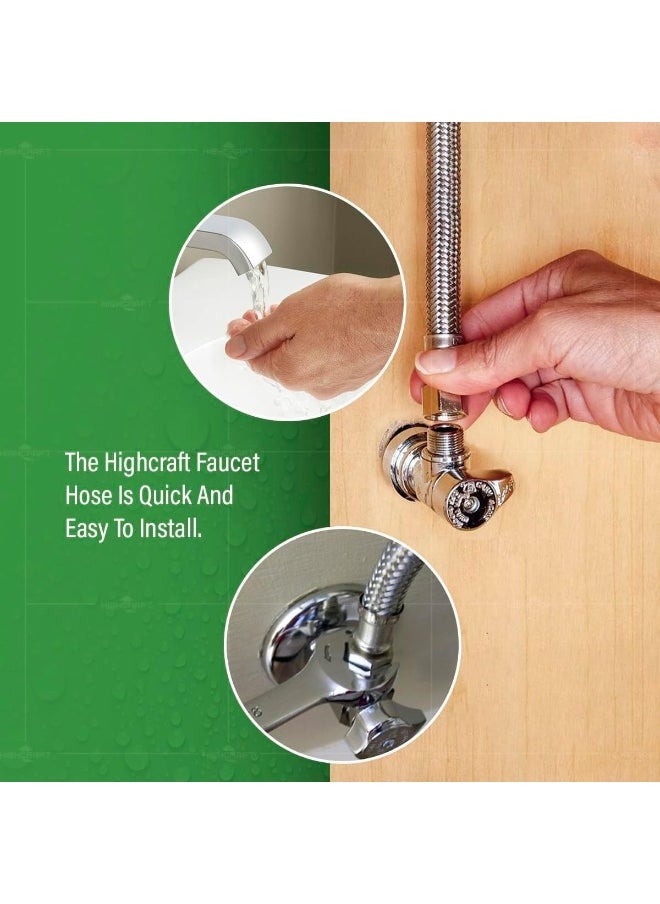 Biella 45Cm Stainless Steel 2Pcs Rust, Corrosion, And Lead-Free Braided Flexible Faucet Hose Pipe Connector Diy Replacement Flexi Pipes Tails For Boilers Sinks And Basins  - Image 5