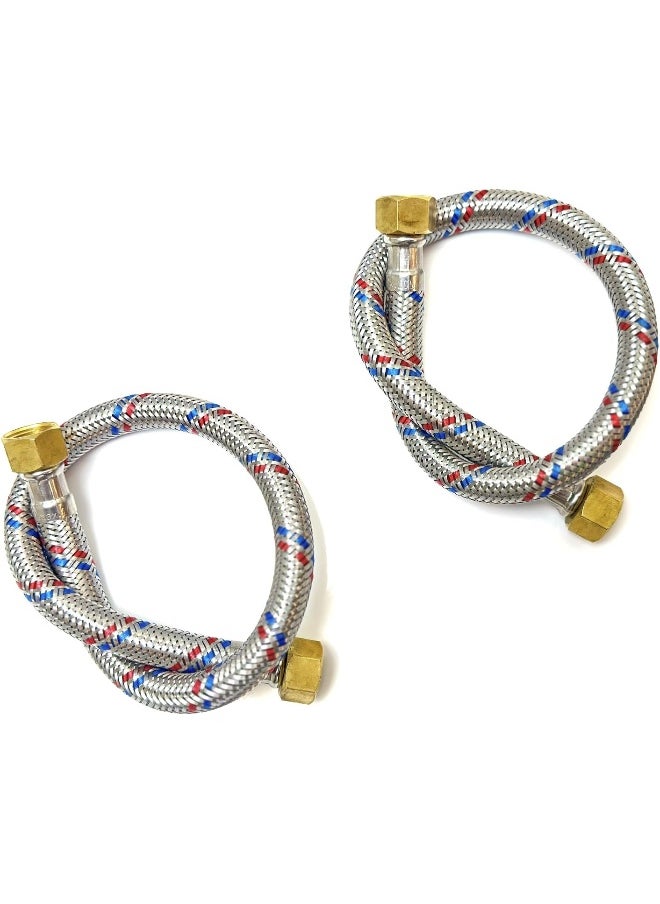 Biella 45Cm Stainless Steel 2Pcs Rust, Corrosion, And Lead-Free Braided Flexible Faucet Hose Pipe Connector Diy Replacement Flexi Pipes Tails For Boilers Sinks And Basins  - Image 1