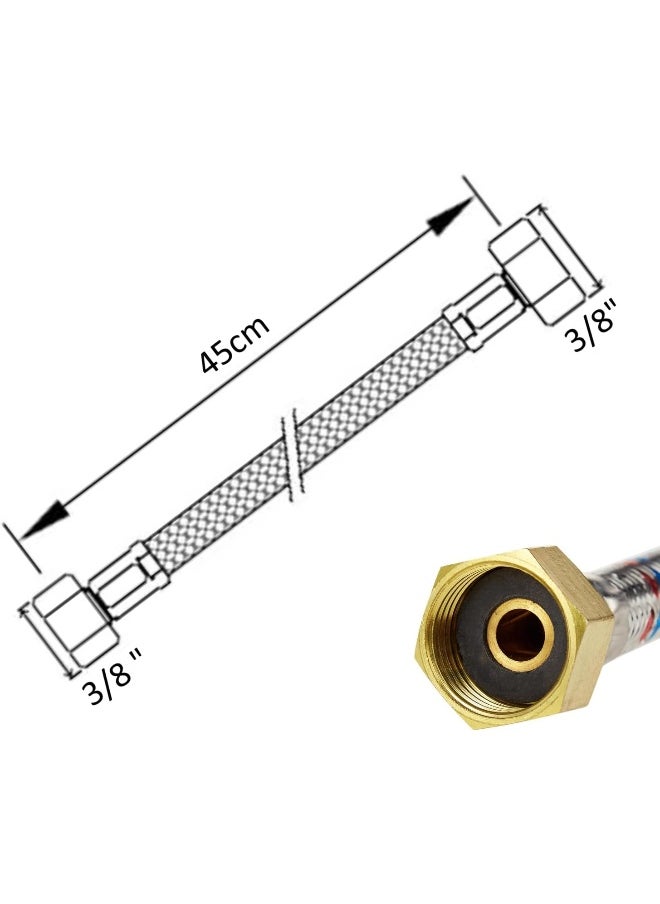 Biella 45Cm Stainless Steel 2Pcs Rust, Corrosion, And Lead-Free Braided Flexible Faucet Hose Pipe Connector Diy Replacement Flexi Pipes Tails For Boilers Sinks And Basins  - Image 2