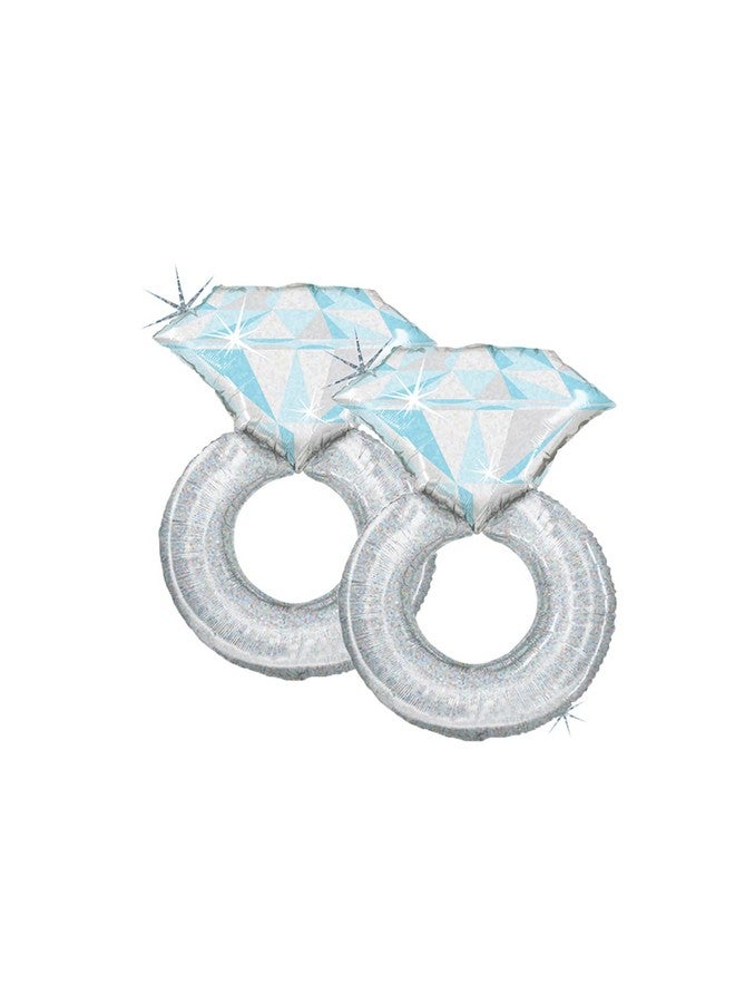 Artisan Owl Set of 2 Sparkling Diamond Ring Jumbo 38" Foil Engagement Party Bridal Shower Balloons - Image 1
