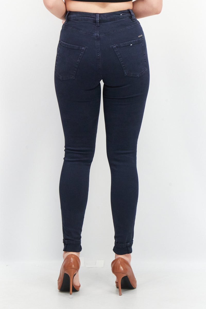 ESPRIT Women Skinny Fit Plain Stretchable Skinny  32 Length Jeans, Navy Blue - Image 3