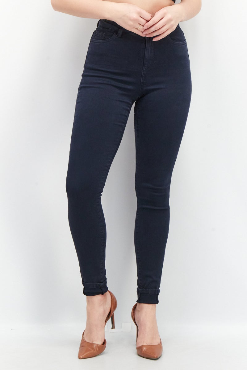ESPRIT Women Skinny Fit Plain Stretchable Skinny  32 Length Jeans, Navy Blue - Image 1