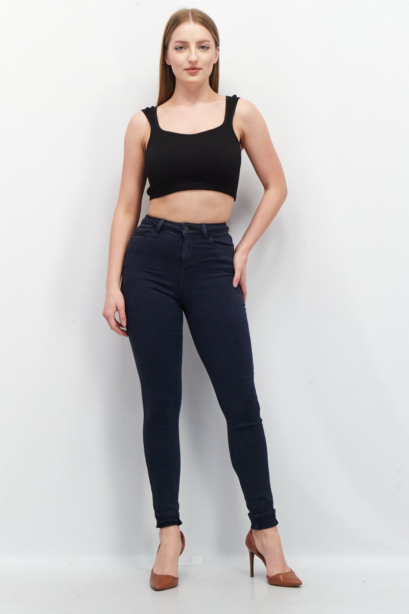 ESPRIT Women Skinny Fit Plain Stretchable Skinny  32 Length Jeans, Navy Blue - Image 2