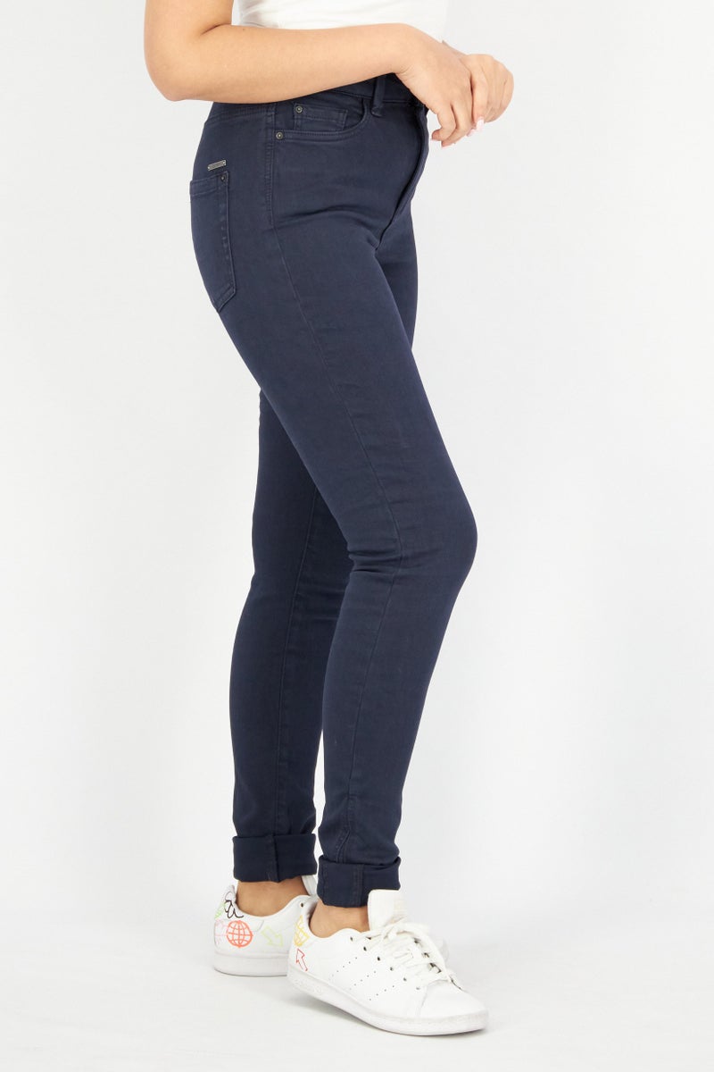 ESPRIT Women Skinny Fit Washed Stretchable 34 Length Denim Jeans, Navy - Image 2