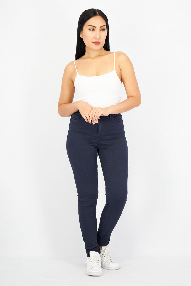 ESPRIT Women Skinny Fit Washed Stretchable 34 Length Denim Jeans, Navy - Image 3
