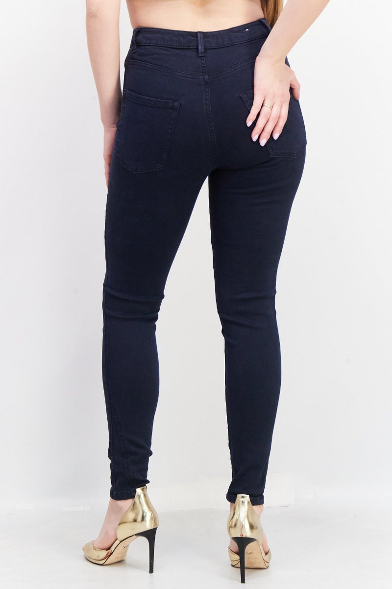 ESPRIT Women Skinny Fit Plain Stretchable Skinny  32 Length Jeans, Navy Blue - Image 4