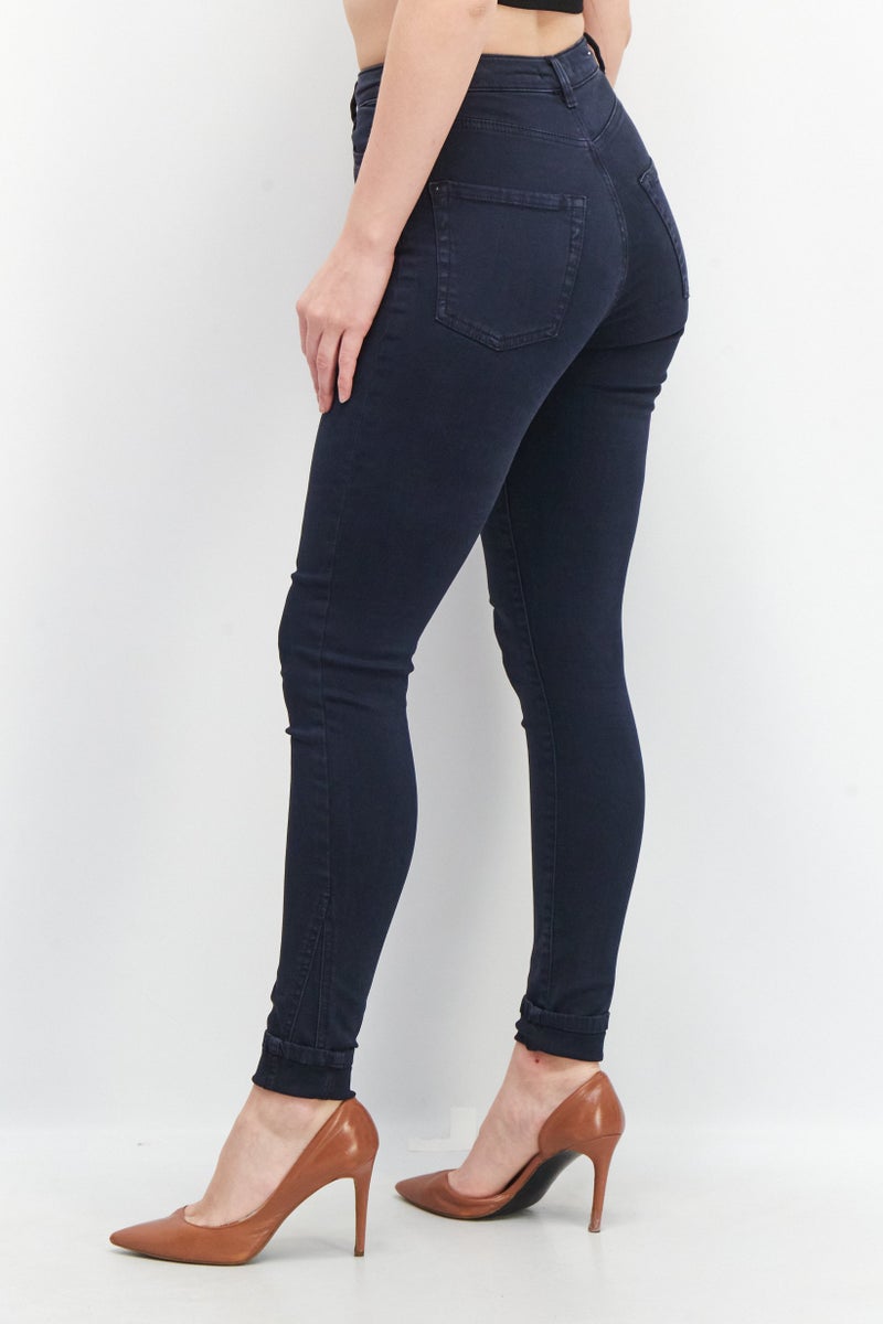 ESPRIT Women Skinny Fit Plain Stretchable Skinny  32 Length Jeans, Navy Blue - Image 4