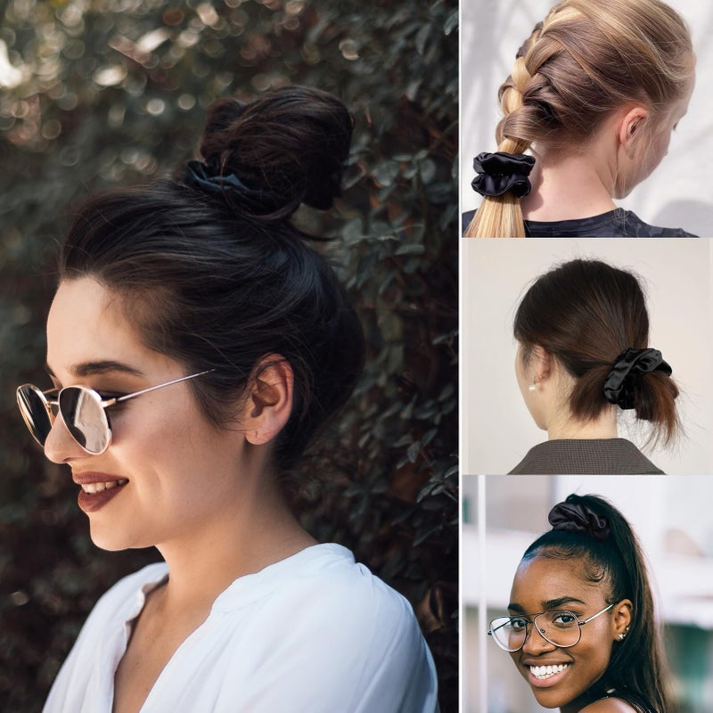 LilySilk 100% Mulberry Silk Hair Tie, 1Pc, Black - Prevents Frizz & Breakage, No Damage, Soft, Breathable, Suitable for All Hair Types & Styles, Various Occasions - Image 5