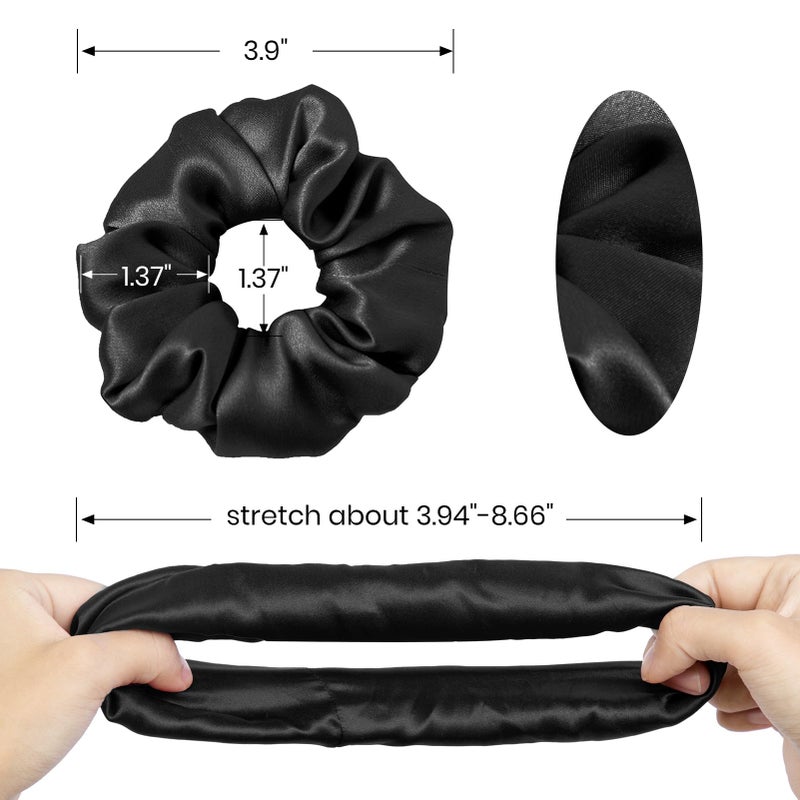 LilySilk 100% Mulberry Silk Hair Tie, 1Pc, Black - Prevents Frizz & Breakage, No Damage, Soft, Breathable, Suitable for All Hair Types & Styles, Various Occasions - Image 2