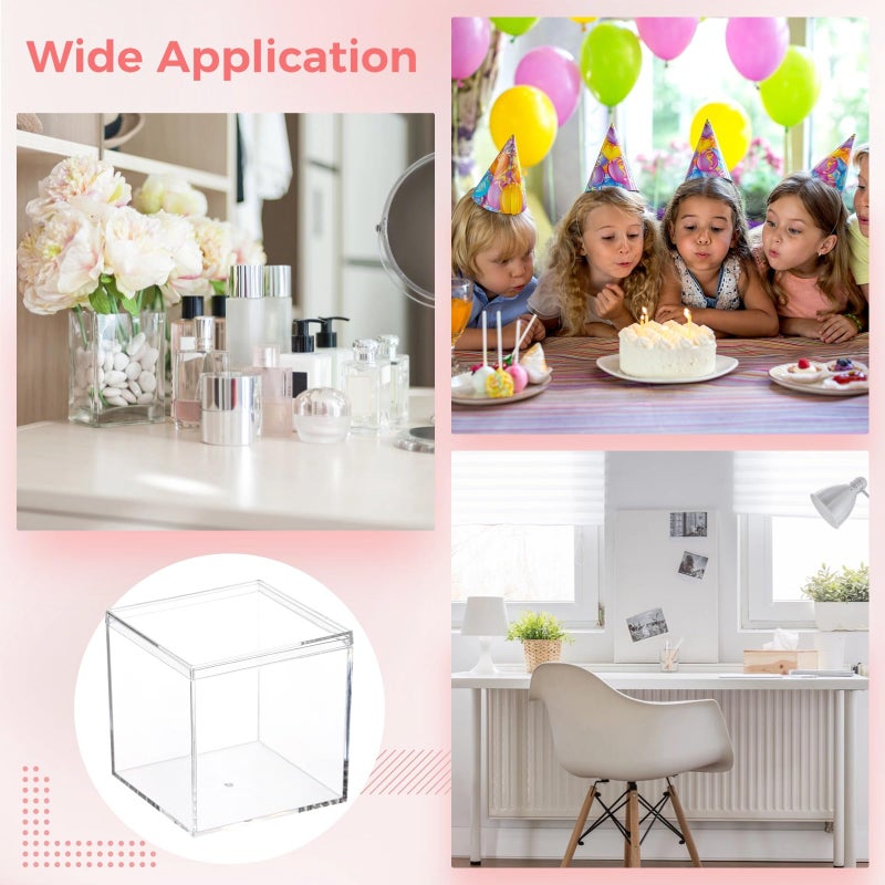 Homaisson 12 PCS Acrylic Square Cube 4 x 4 x 4 Inches, Small Clear Plastic Display Boxes with Lids, Clear Acrylic Storage Square Cube Boxes, Display Case Container for Candy Jewelry Tiny Items - Image 5