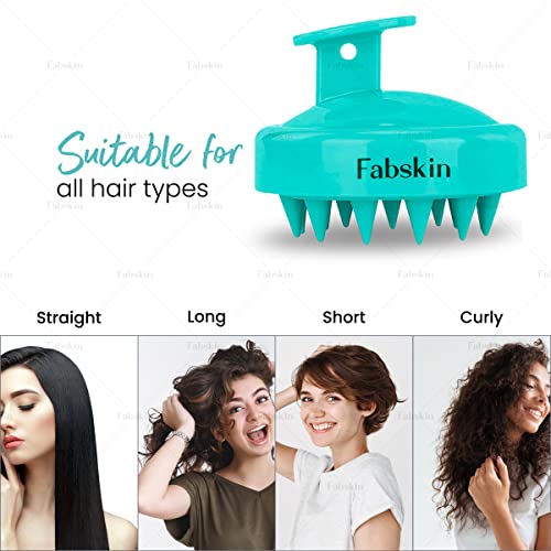 FABSKIN Loofah for Bathing & Scalp Massager Shampoo Brush Combo For Men & Women | Aqua Green - Image 4