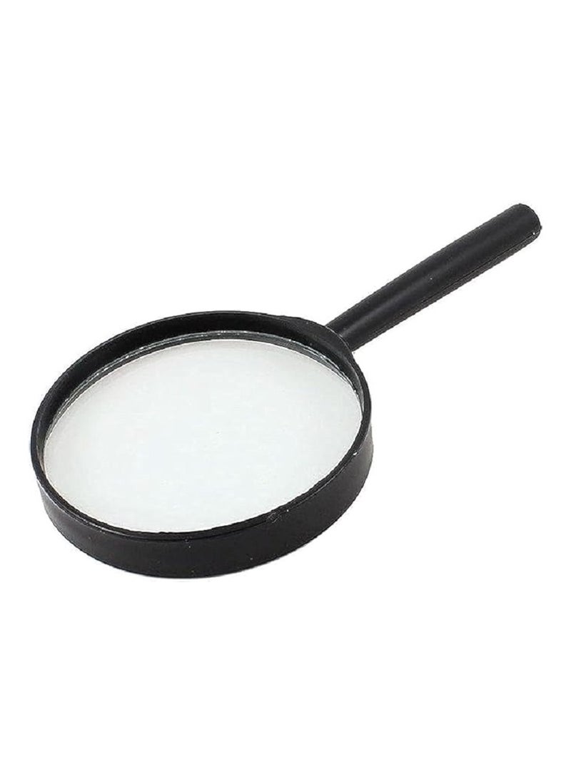 Generic 75mm transparent magnifying glass with black plastic handle 