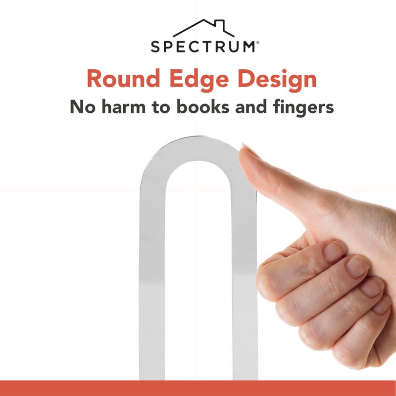 Spectrum Diversified Spectrum Elements Book Ends for Shelves, Small - Decorative Bookends Book Shelf Organizer for Heavy & Light Books - Modern Metal Book Holders with Minimalist Design - Chrome - Image 5
