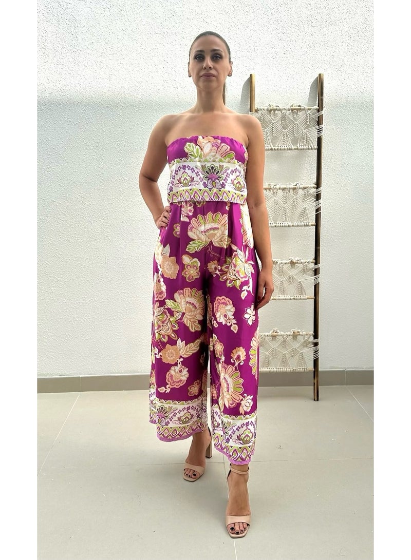 Alorabella Violet Floral Jumpsuit - Mauve  - Image 1