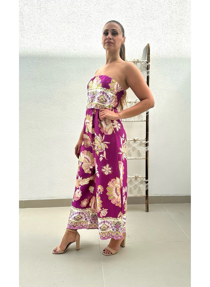 Alorabella Violet Floral Jumpsuit - Mauve  - Image 2