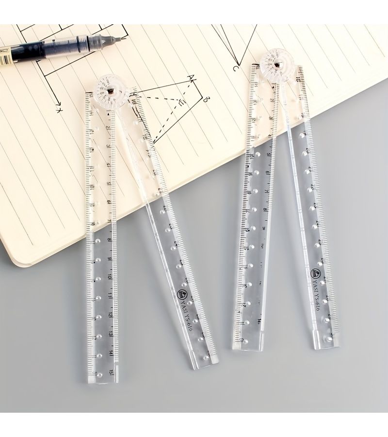 2 Pcs Folding Ruler Shatterproof Portable Transparent Measuring Tool For School Office Students Designers Drafting School Supplies Office Essentials Durable Plastic - Image 3