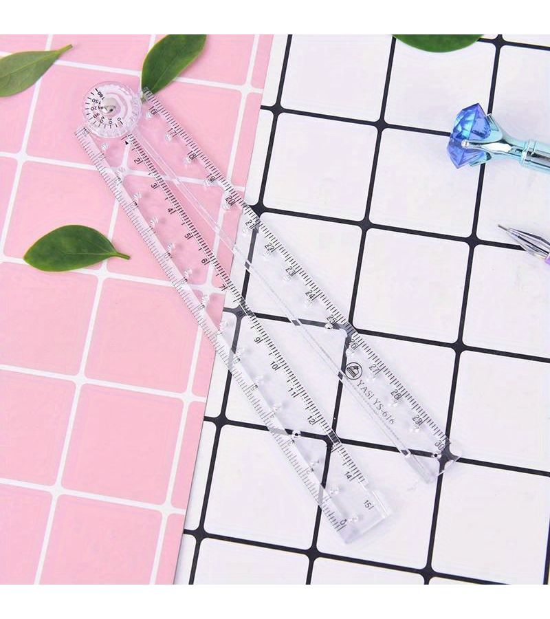 2 Pcs Folding Ruler Shatterproof Portable Transparent Measuring Tool For School Office Students Designers Drafting School Supplies Office Essentials Durable Plastic - Image 1