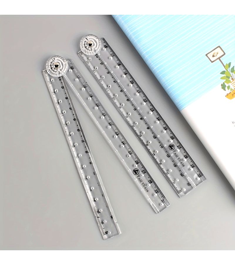2 Pcs Folding Ruler Shatterproof Portable Transparent Measuring Tool For School Office Students Designers Drafting School Supplies Office Essentials Durable Plastic - Image 5