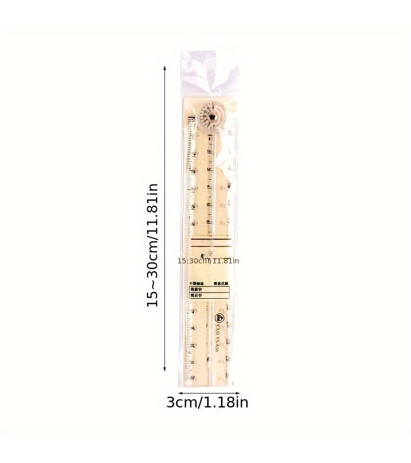 2 Pcs Folding Ruler Shatterproof Portable Transparent Measuring Tool For School Office Students Designers Drafting School Supplies Office Essentials Durable Plastic - Image 4