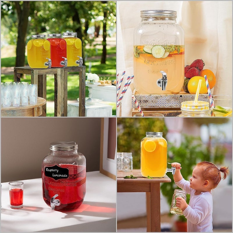 VILON 5 LTR Glass Water Beverage Dispenser - Air Tight Lid Glass Pitcher for Detox Water - Mason Jar - Counter Table Top Juice Water Beer Dispenser for Home & Kitchen Restaurant Party - Image 5