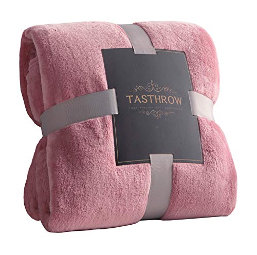 TASTHROW Large Flannel Fleece Throw Blanket, 60×80 Inch - Cozy Lightweight Thick Blanket - All Seasons Suitable for Women, Men and Kids (Pink) - Image 1