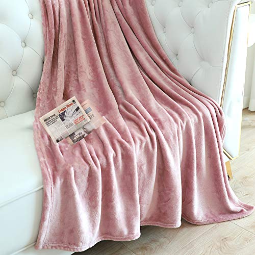 TASTHROW Large Flannel Fleece Throw Blanket, 60×80 Inch - Cozy Lightweight Thick Blanket - All Seasons Suitable for Women, Men and Kids (Pink) - Image 2