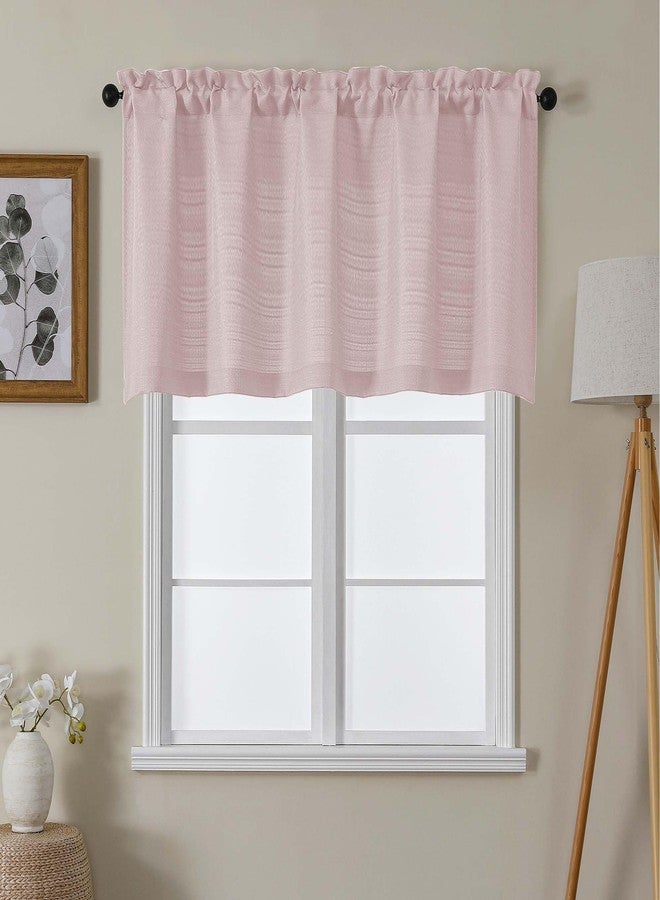 Lecloud Blush Pink Kitchen Curtains 24 Inch Length, Light Filtering Modern Airy Soft Tier, Short Privacy Elegant Home Windows Drapes with Rods Pocket for Basement Cabinet RV Camper, 60" W x 24" L - Image 1